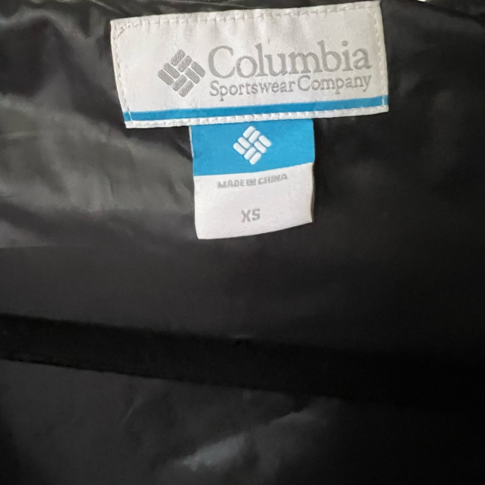 Like New Columbia women’s puffy down coat w/leather accents olive green sz. XS - Picture 5 of 7